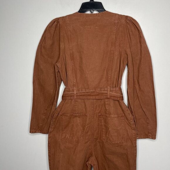 BAUM UND PFERDGARTEN Womens Noralee Jumpsuit Russet-Brown Cotton-Linen Denim 2 - Picture 10 of 13